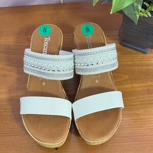 Toscanini White Beaded Slide Sandals - Women's 8
